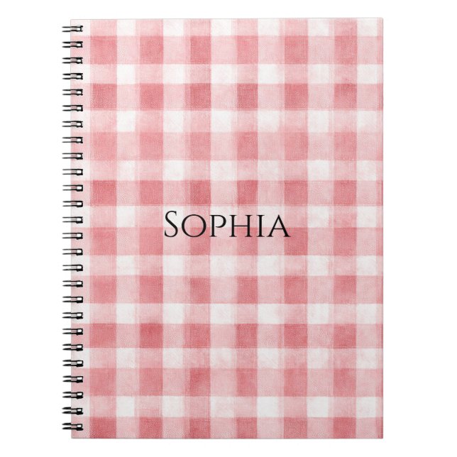 Cuaderno Soft Girly Pink White Plaid Stripes (Frente)