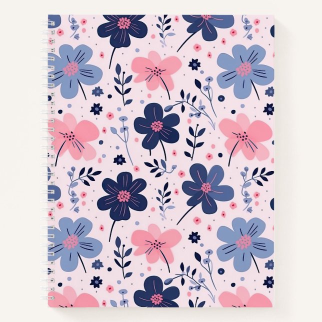 Cuaderno Soft Pink Blue Wildflower Meadow Aesthetic (Anverso)