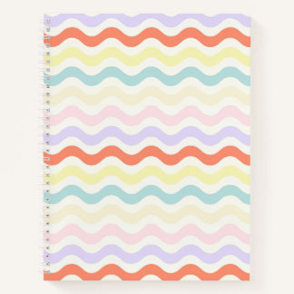 Cuaderno Soft Pink Blue Yellow Wavy Stripes Aesthetic