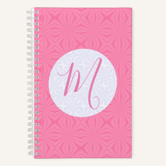 Cuaderno Soft Pink Squiggly Squares Personalized Initial 