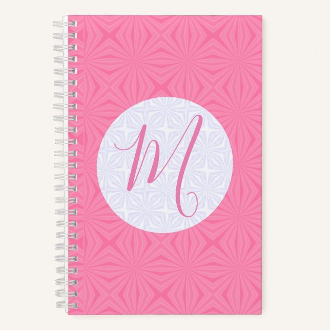 Cuaderno Soft Pink Squiggly Squares Personalized Initial  (Anverso)