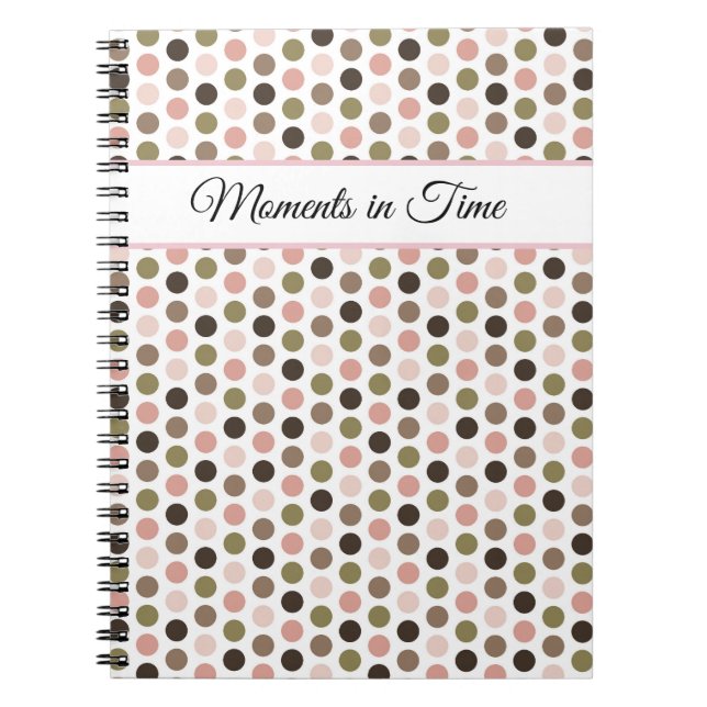 Cuaderno Soft, Retro Olive, Pink, and Brown Polka Dots (Frente)
