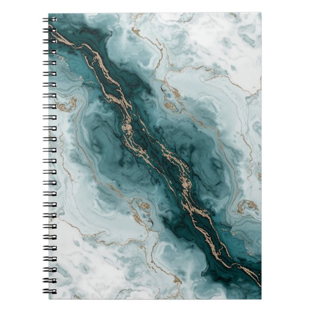 Cuaderno Soft Teal Marble Notebook with Gold River Veins (Frente)