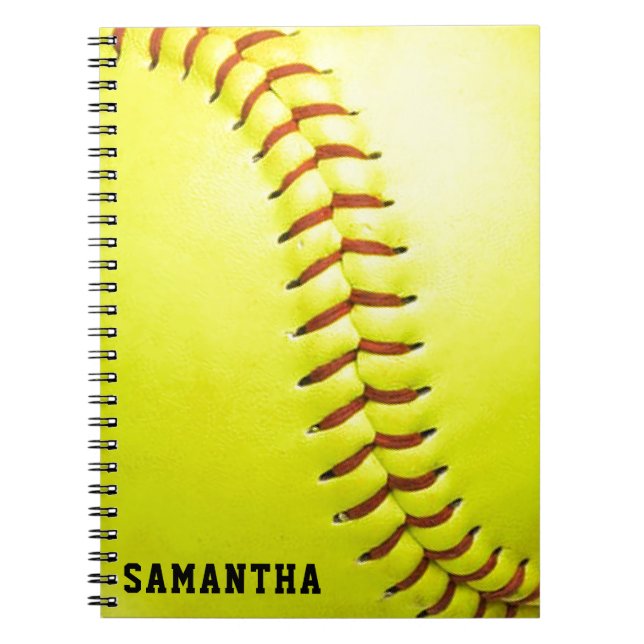 Cuaderno Softball amarillo personalizado (Frente)