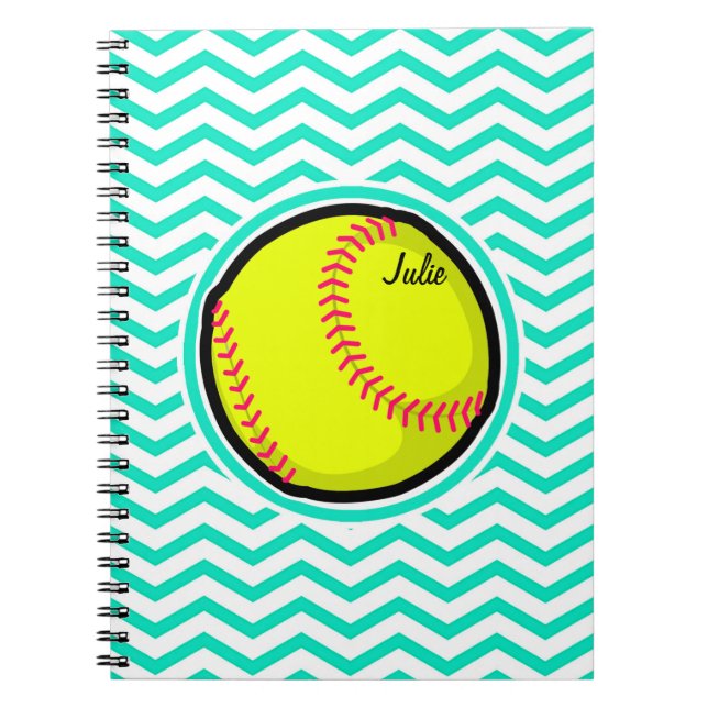 Cuaderno Softball; Aqua Green Chevron (Frente)