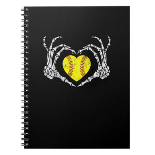 Cuaderno Softball Heart Skeleton Hand Halloween Costume Fun