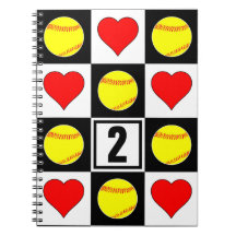 Softball & Hearts Personalizado Player Número de J
