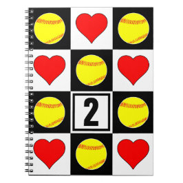 Cuaderno Softball & Hearts Personalizado Player Número de J