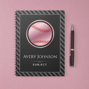 Cuaderno Softball Jugador Nombre Sujeto Elegante Gris a ray