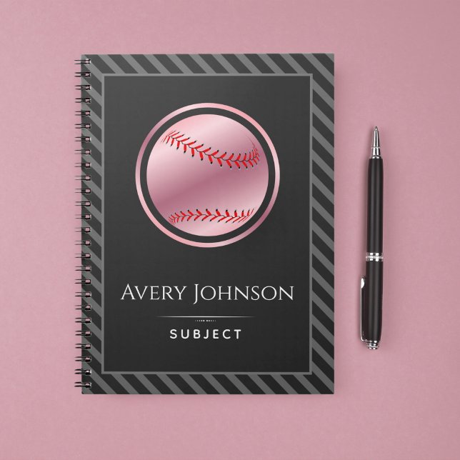 Cuaderno Softball Jugador Nombre Sujeto Elegante Gris a ray (Subido por el creador)