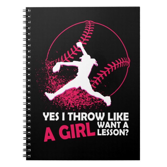 Cuaderno Softball Si, Tira Como Un Chica De Softball Chica  (Frente)
