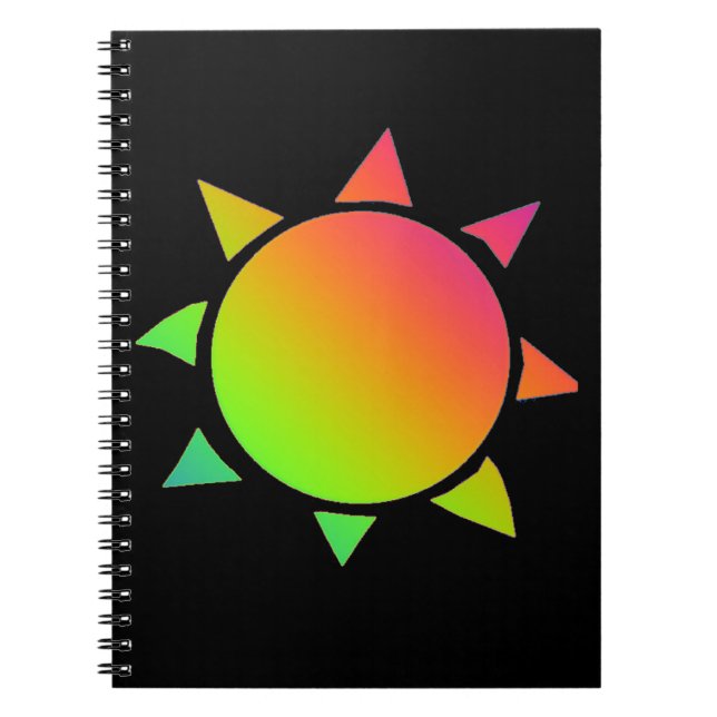 Cuaderno Sol arcoiris con fondo negro (Frente)