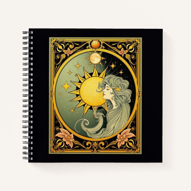 Cuaderno Sol Art Nouveau y diosa (Anverso)
