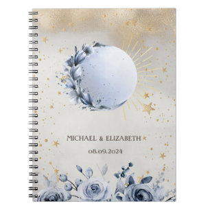 Cuaderno Sol Celestial, Flores de Luna Azul, Cielo Nocturno