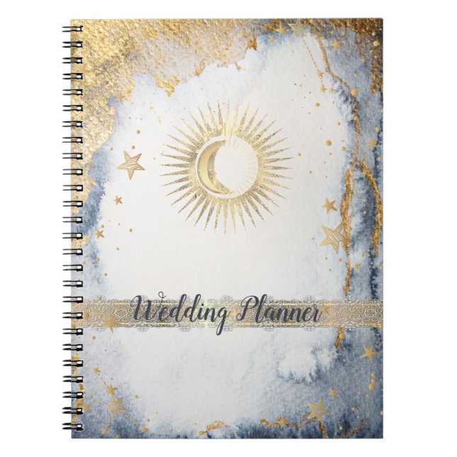 Cuaderno Sol Celestial, Luna, Estrellas Acuarela (Frente)
