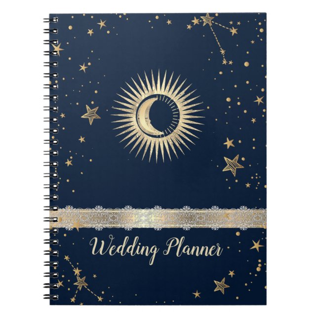 Cuaderno Sol Dorado Celestial Y Luna Estrellas (Frente)