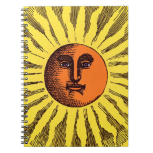 Cuaderno Sol Hippie Feliz Sonriente Amarillo Celestial Vint