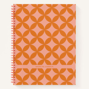 Cuaderno Sol Naranja moderno retro geométrico de mediados d
