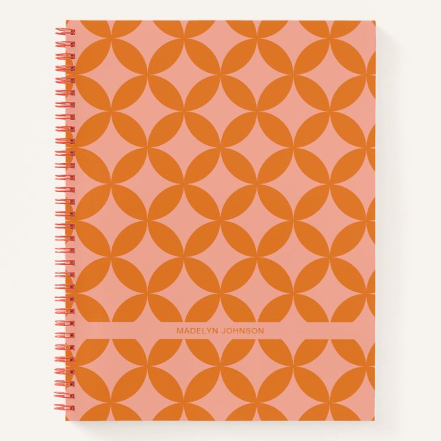 Cuaderno Sol Naranja moderno retro geométrico de mediados d (Anverso)