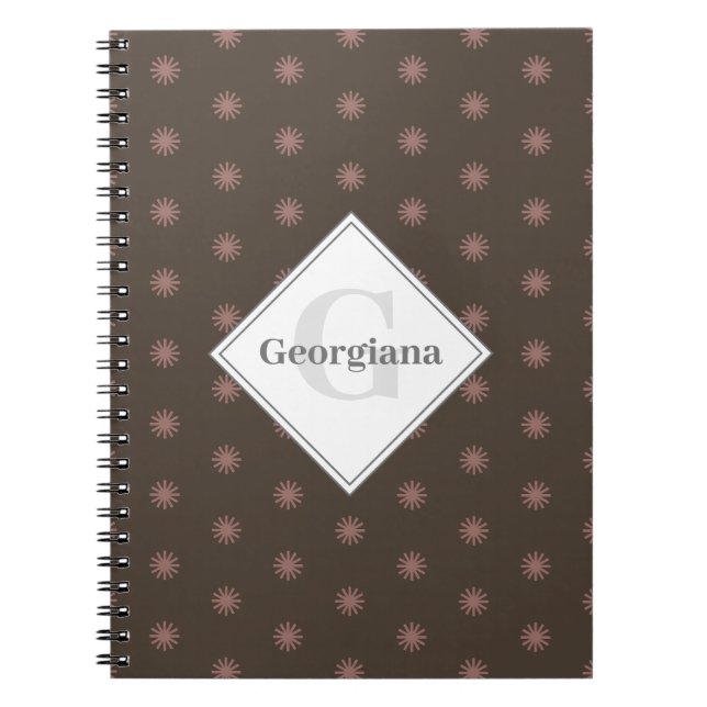 Cuaderno Sol pardo neutral geométrico personalizado (Frente)