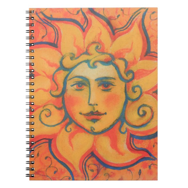 Cuaderno Sol sonriente, arte de fantasía de cuento de hadas (Frente)