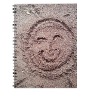 Cuaderno Sol sonriente, emoticono de arena, Emoji de verano