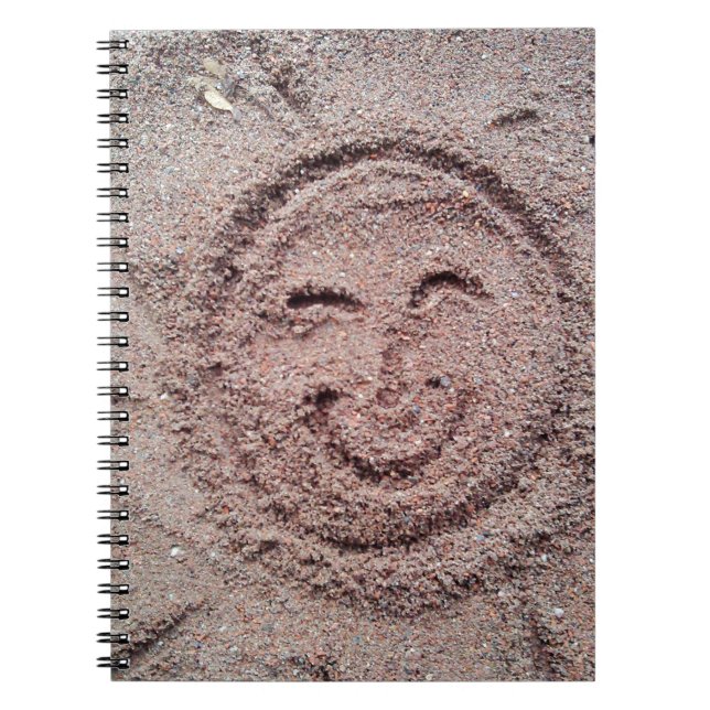 Cuaderno Sol sonriente, emoticono de arena, Emoji de verano (Frente)
