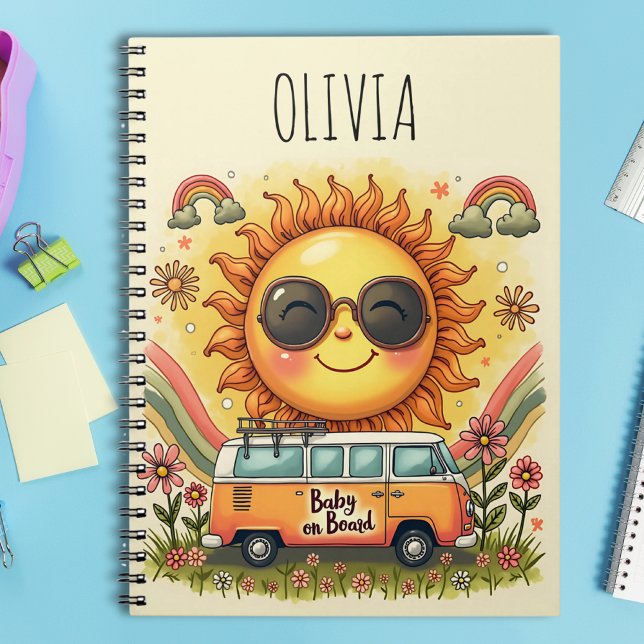 Cuaderno Sol sonriente retro de los 70, vibraciones de paz  (Subido por el creador)