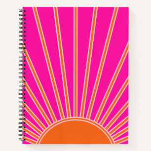Cuaderno Sol Sunrise Caliente Rosa Y Naranja Preppy Sunshin