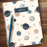 Cuaderno Solar System Planets Sketch Pattern<br><div class="desc">Love space? This notebook makes a great custom touch to your school desk or home office. The pattern has drawings of planets Mercury, Venus, Earth, Mars, Jupiter, Saturn, Uranus, and Neptune, as well as a drawing of the moon. The drawings are sketched in boho style and the colors are in...</div>
