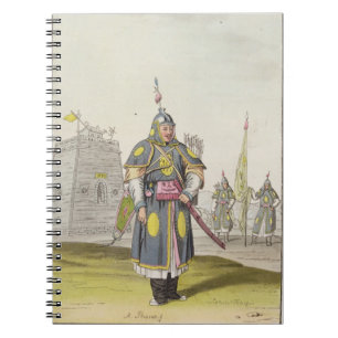 Cuaderno Soldado chino en el vestido de batalla lleno,