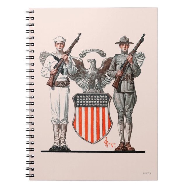 Cuaderno Soldado, marinero y escudo de los E.E.U.U. (Frente)