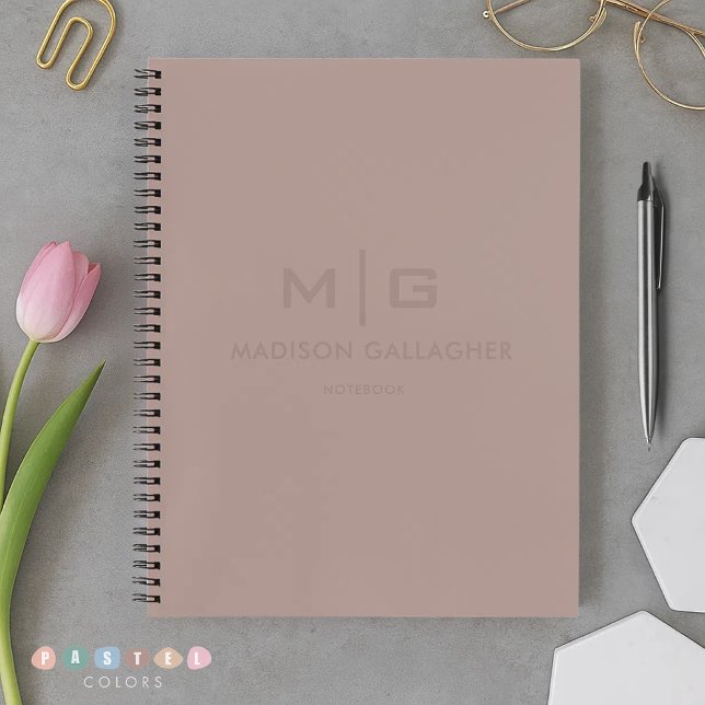 Cuaderno Sólido Suave Claro Pastel Rosa Madera Roja Marrón  (Solid Soft Light Pastel Redwood Pink Brown Color Notebook
)