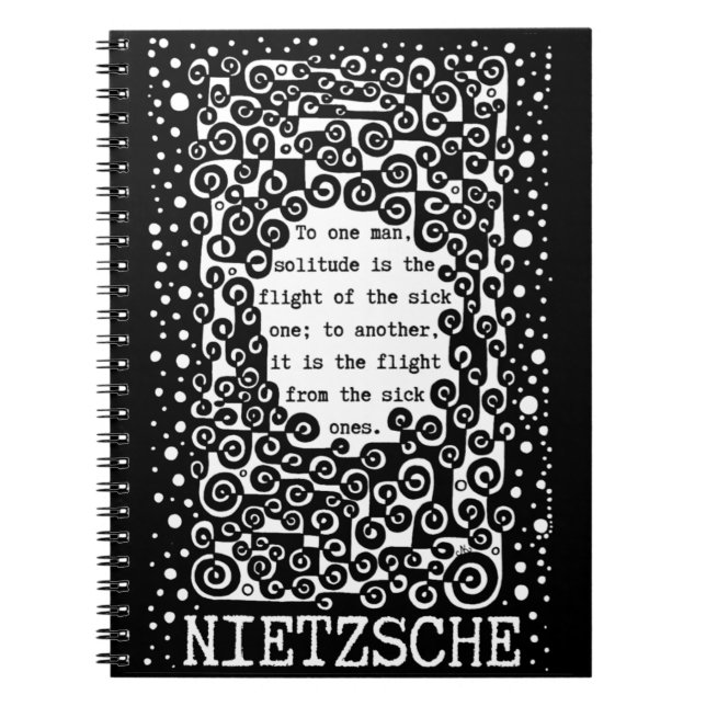 Cuaderno SOLITUDE cita en blanco y negro de Nietzsche (Frente)