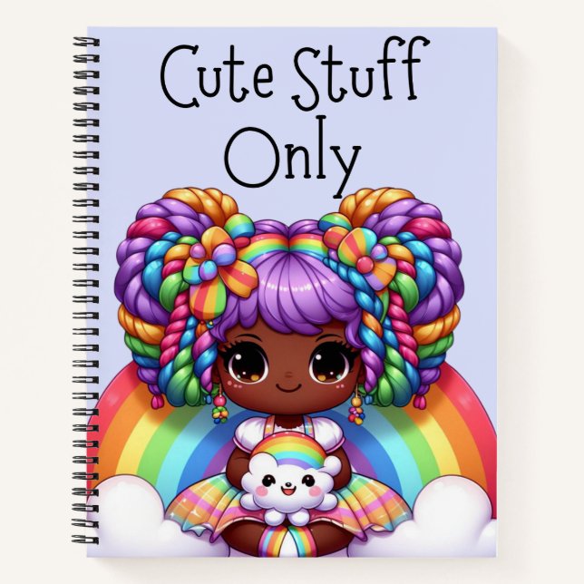 Cuaderno Sólo cosas pequeñas - Arcoiris kawaii azul (Anverso)