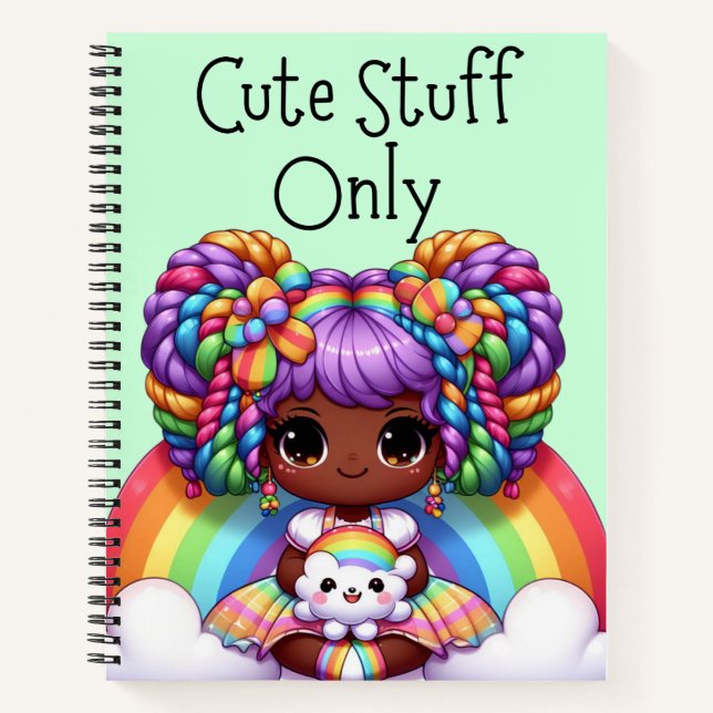 Cuaderno Sólo cosas pequeñas - Arcoiris verde kawaii (Anverso)