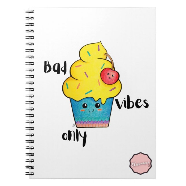 Cuaderno Solo malas vibraciones, pastel Personalizado Kawai (Frente)