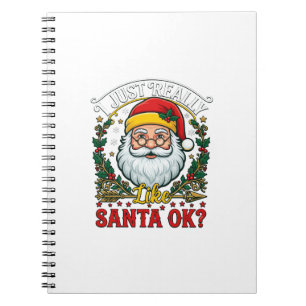 Cuaderno Solo Me Gusta Santa Ok Navidad Claus Acebo Corona