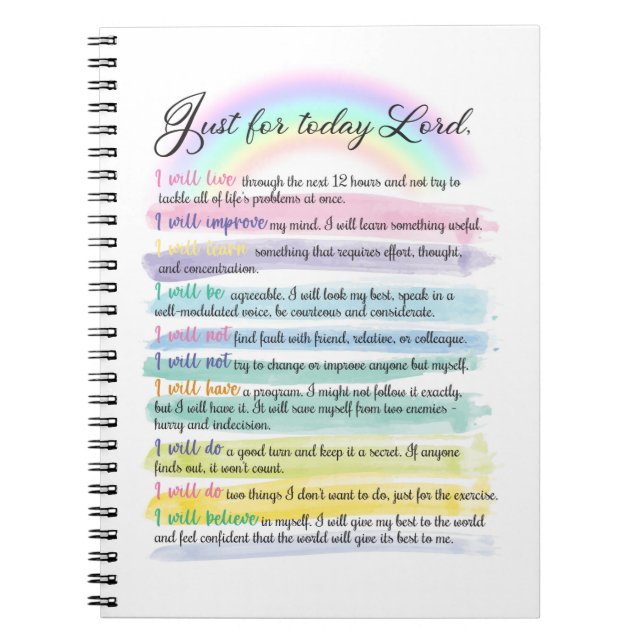 Cuaderno Sólo por hoy, Señor (Frente)