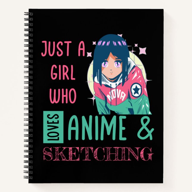 Cuaderno Sólo un chica al que le encanta el anime y el boce (Anverso)