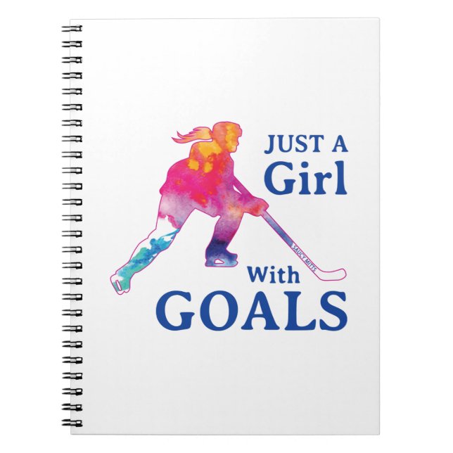 Cuaderno Sólo un Chica con acuarela de hockey sobre gol (Frente)