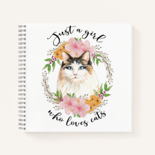 Cuaderno Sólo un Chica que ama a los gatos de flores rosada