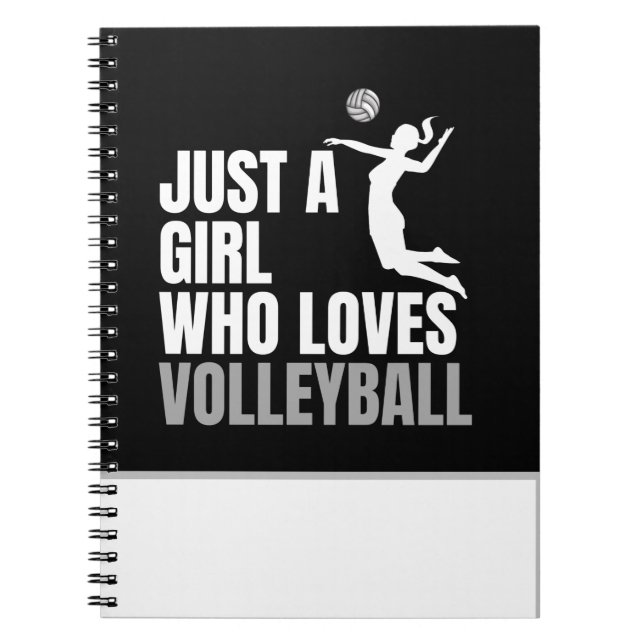 Cuaderno Solo un Chica que ama el voleibol blanco y negro (Frente)