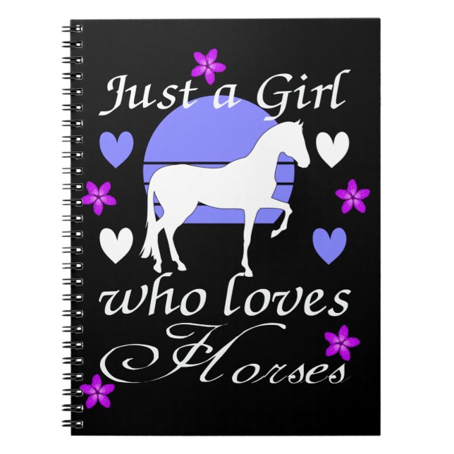 Cuaderno Sólo un Chica que ama los caballos en morado (Frente)