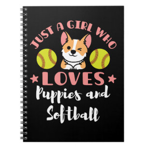 Cuaderno Solo un Chica que ama los cachorros y el softball