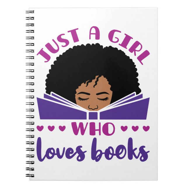 Cuaderno Solo un Chica que ama los libros africanos-america (Frente)
