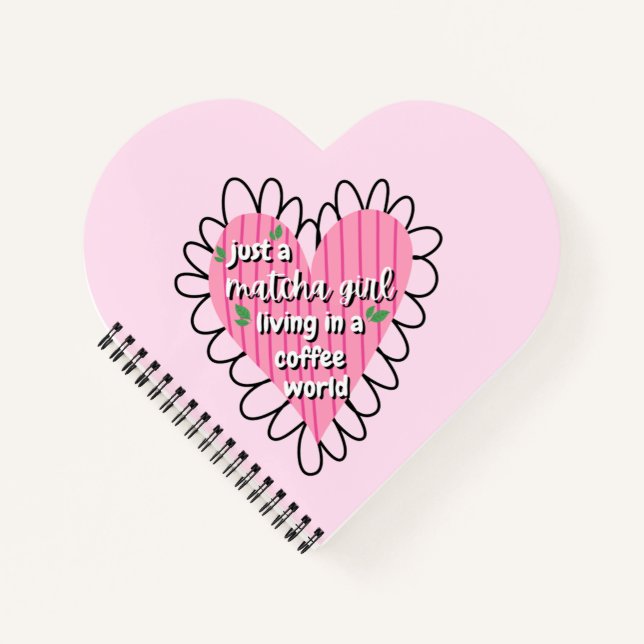 Cuaderno Solo una chica Matcha corazón estético – Rosa lind (Anverso)