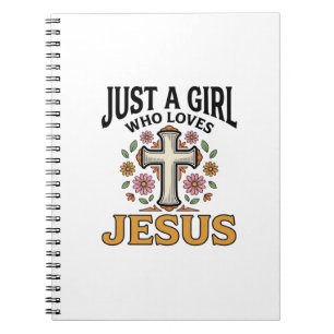 Cuaderno Solo una chica que ama a Jesús Camiseta de cruz fl