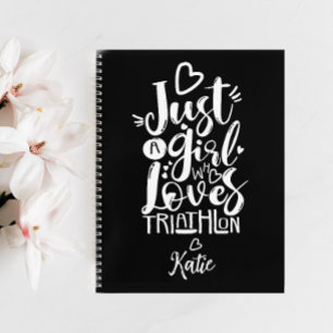 Cuaderno Sólo Una Chica Que Ama El Triatlón En Blanco Y Neg