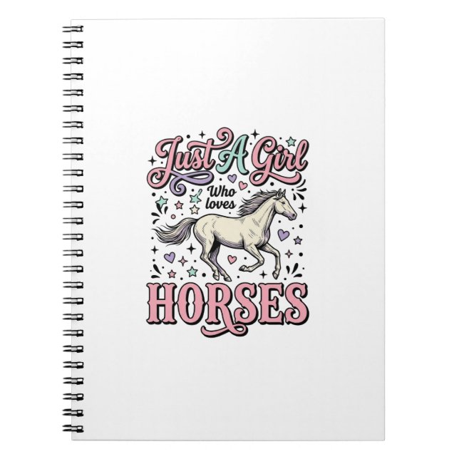 Cuaderno Solo Una Chica Que Ama Los Caballos Diseño Vector  (Frente)
